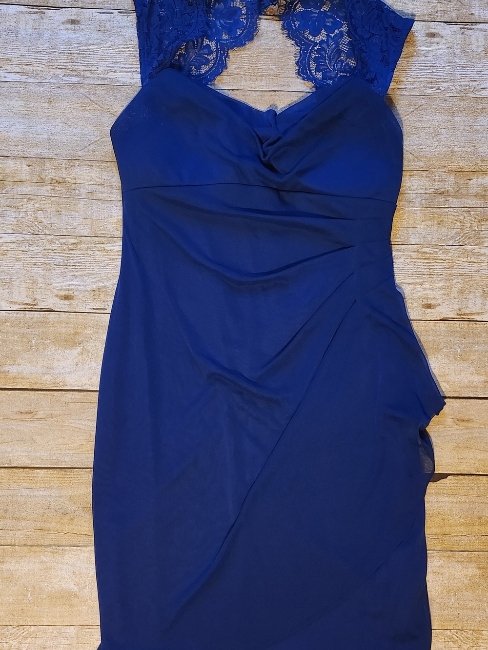 dressbarn One-Shoulder Lace Cocktail Dress in Royal Blue